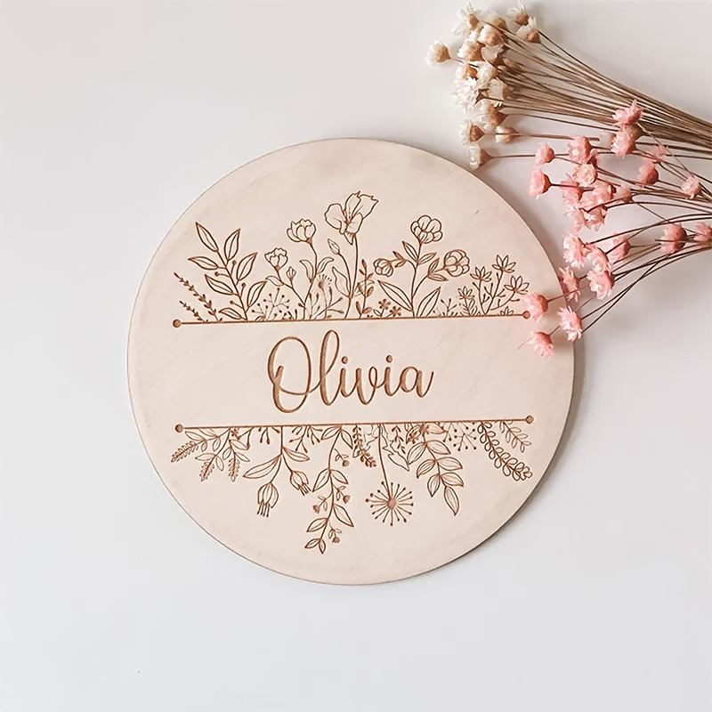 Home Christmas Decor - Personalized Floral Engraved Name Plaque, Custom