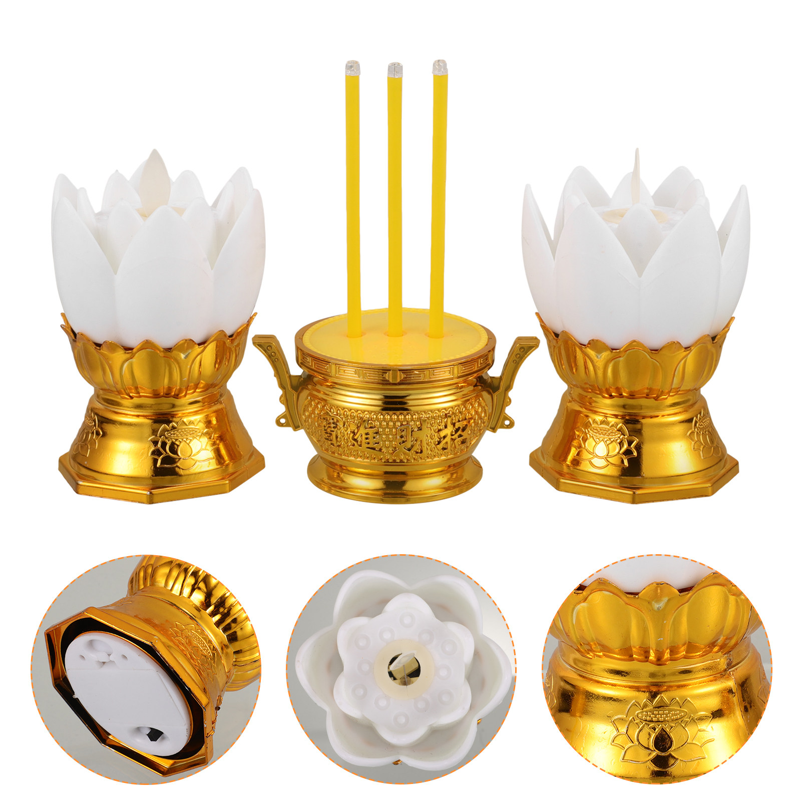 Incense Stick Holder - 1Set Simulation Lotus Lamp LED Night