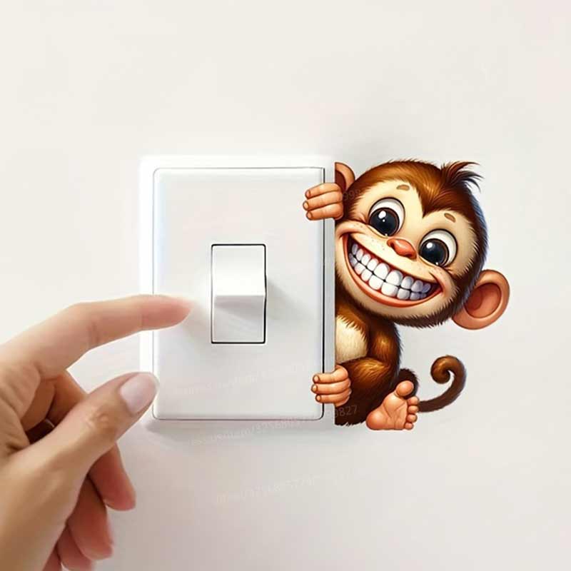 Home Decor Wall Stickers - Fun Cartoon Monkey Light Switch Phone