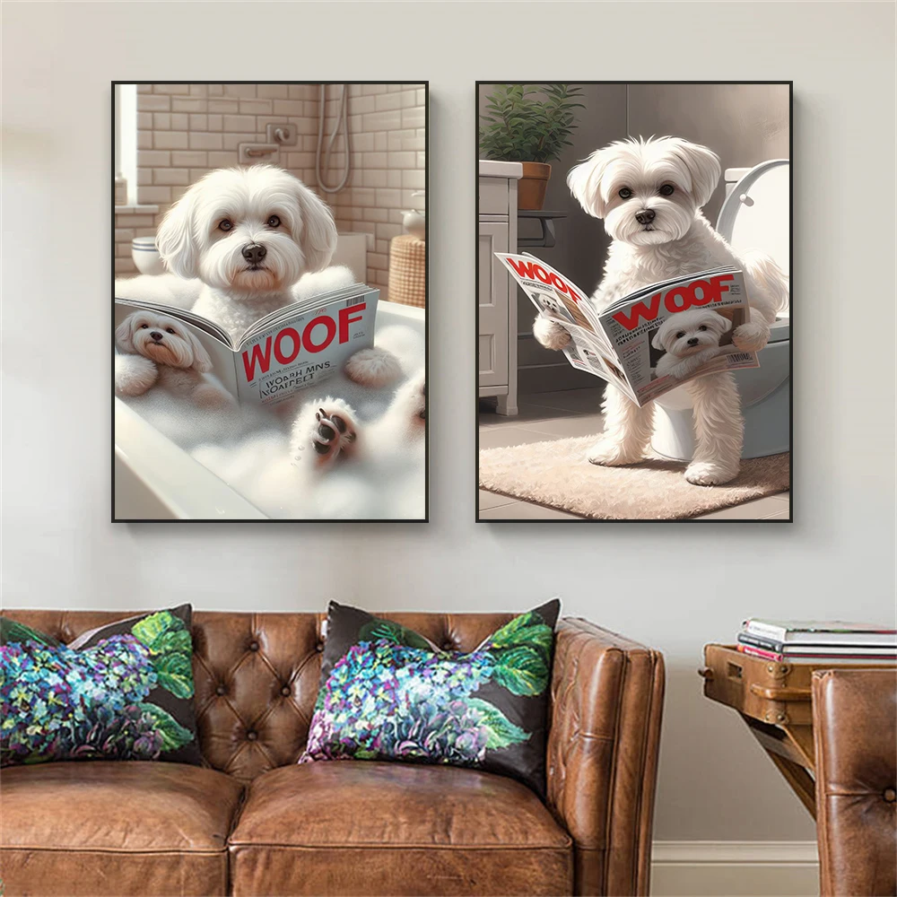 Home Decor Magazine - Funny Bathroom Maltese Dog Toilet Looking