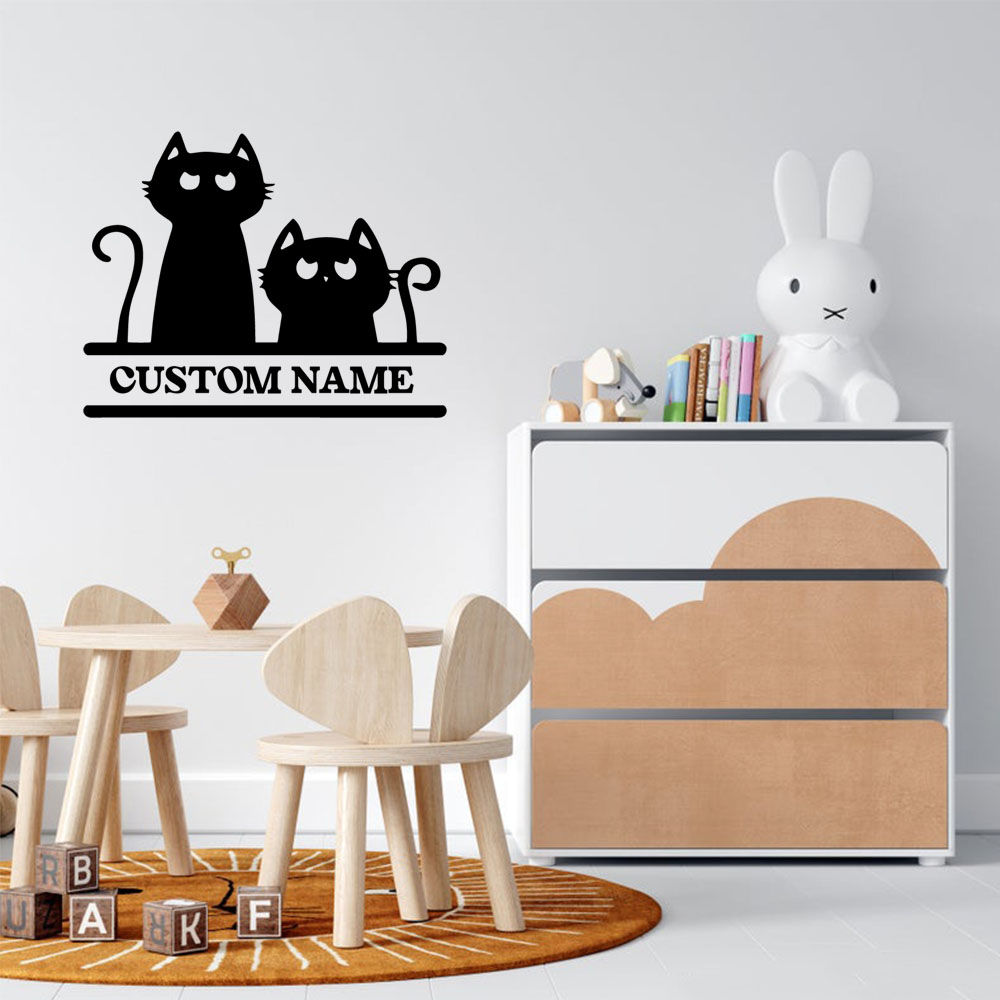 Home Decor Wall Stickers - 1PC Cartoon Cat Customizable Text Vinyl