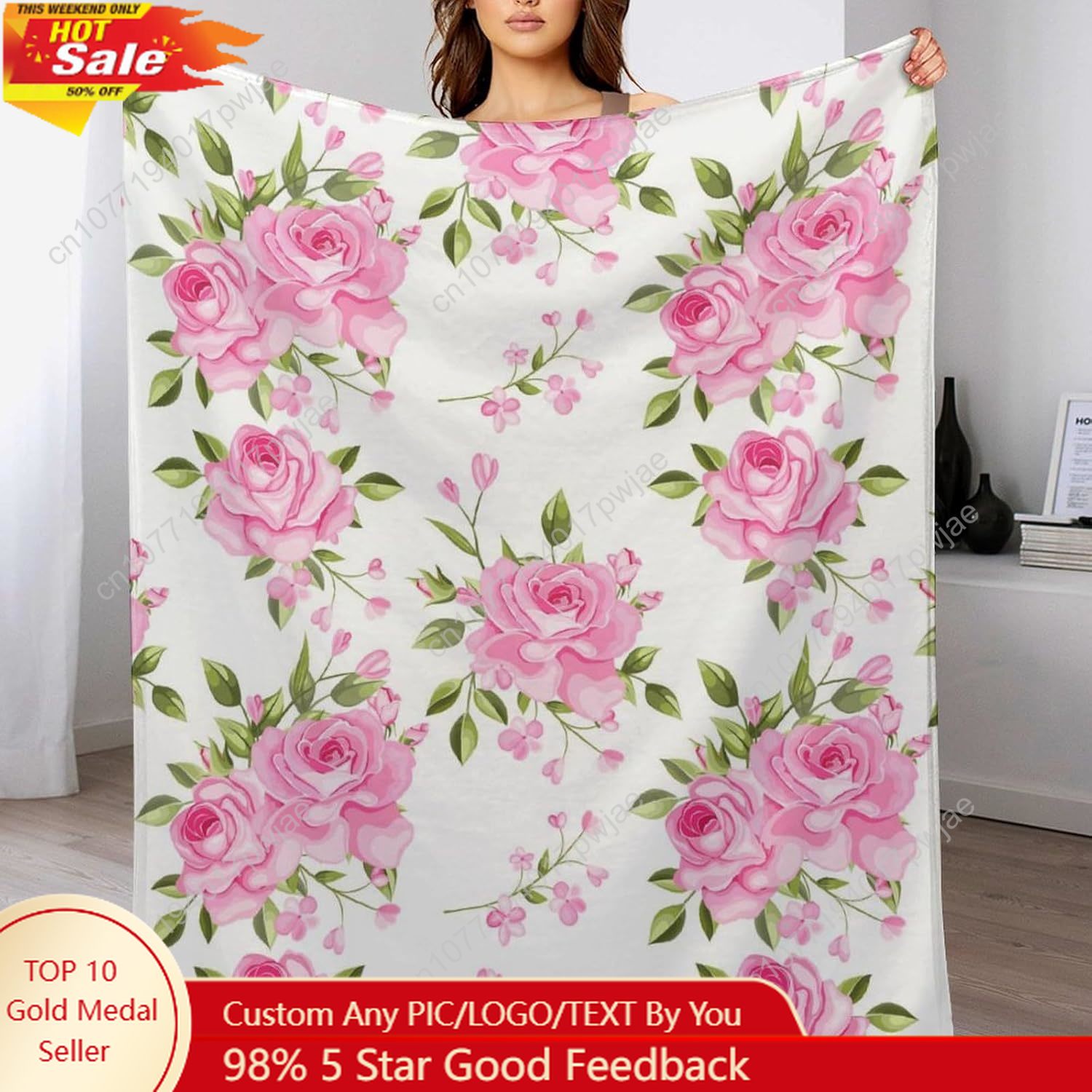 Pink Flower Throw Blanket Flor - Home Decor Luxury review and price