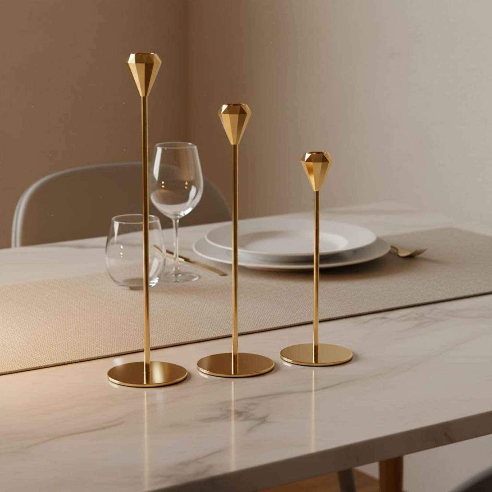 3 Pieces Crystal Top Candlesti - Home Decor Luxury review and price