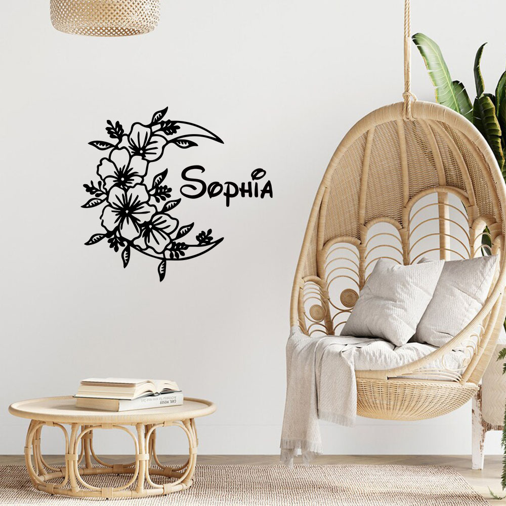 1PC Creative Moon Flower Custo - Home Decor Wall Stickers review and price