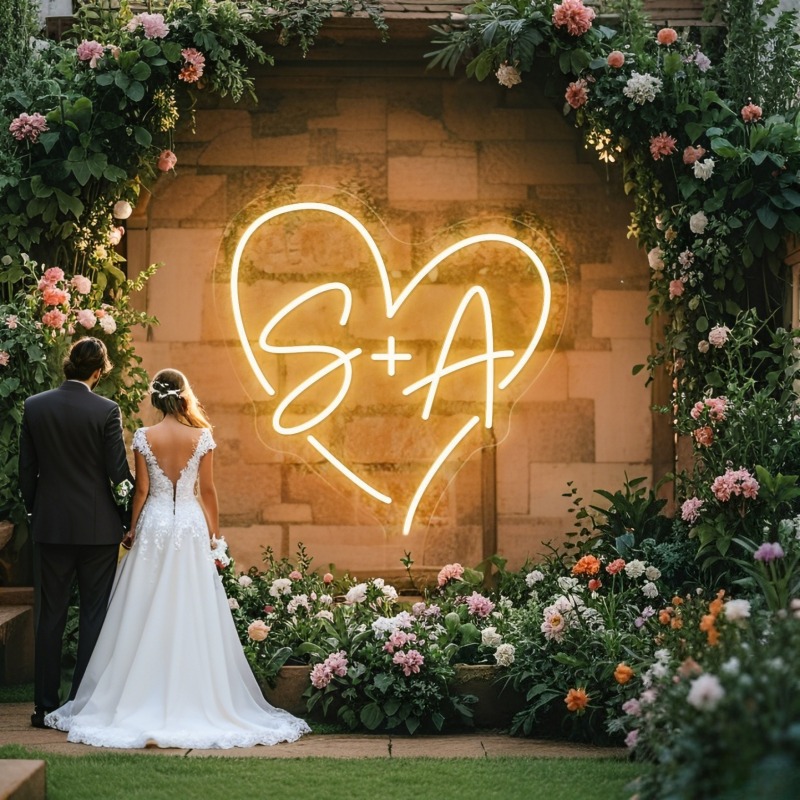 Custom Initials Heart LED Neon - Home Christmas Decor review and price