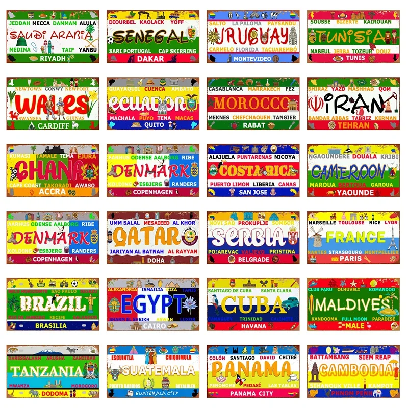 Qatar Tunisia Brazil Cuba Tin  - Home Decor Qatar review and price