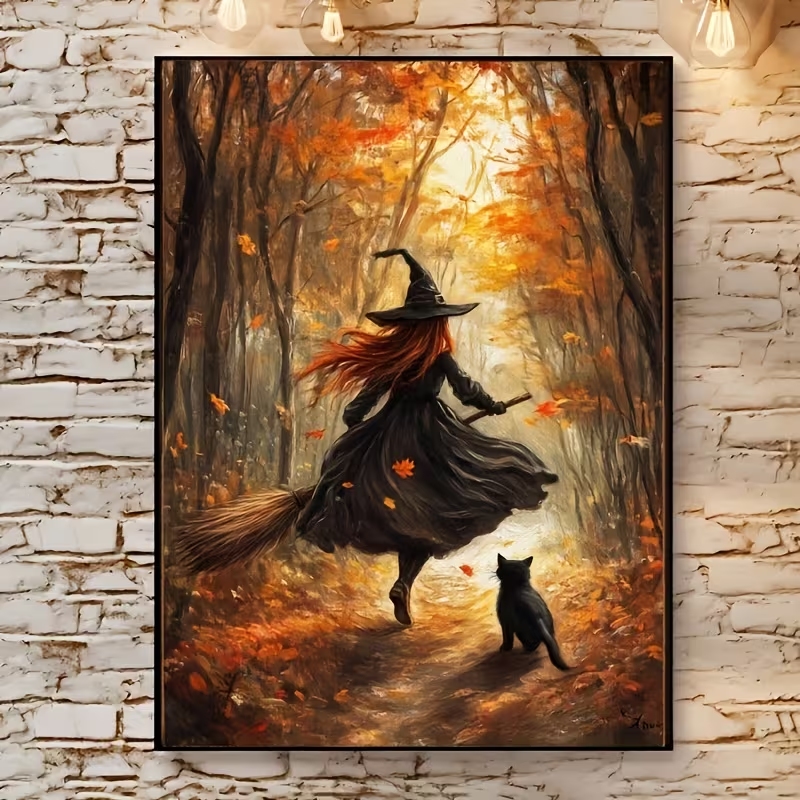 Retro Alloween Autumn Witch On - Home Decor On Wall review and price