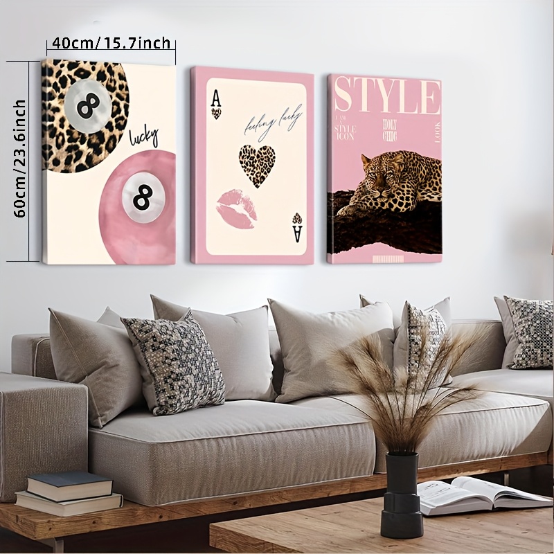 3pcs Leopard Cheetah Canvas Wa - Home Decor Luxury review and price