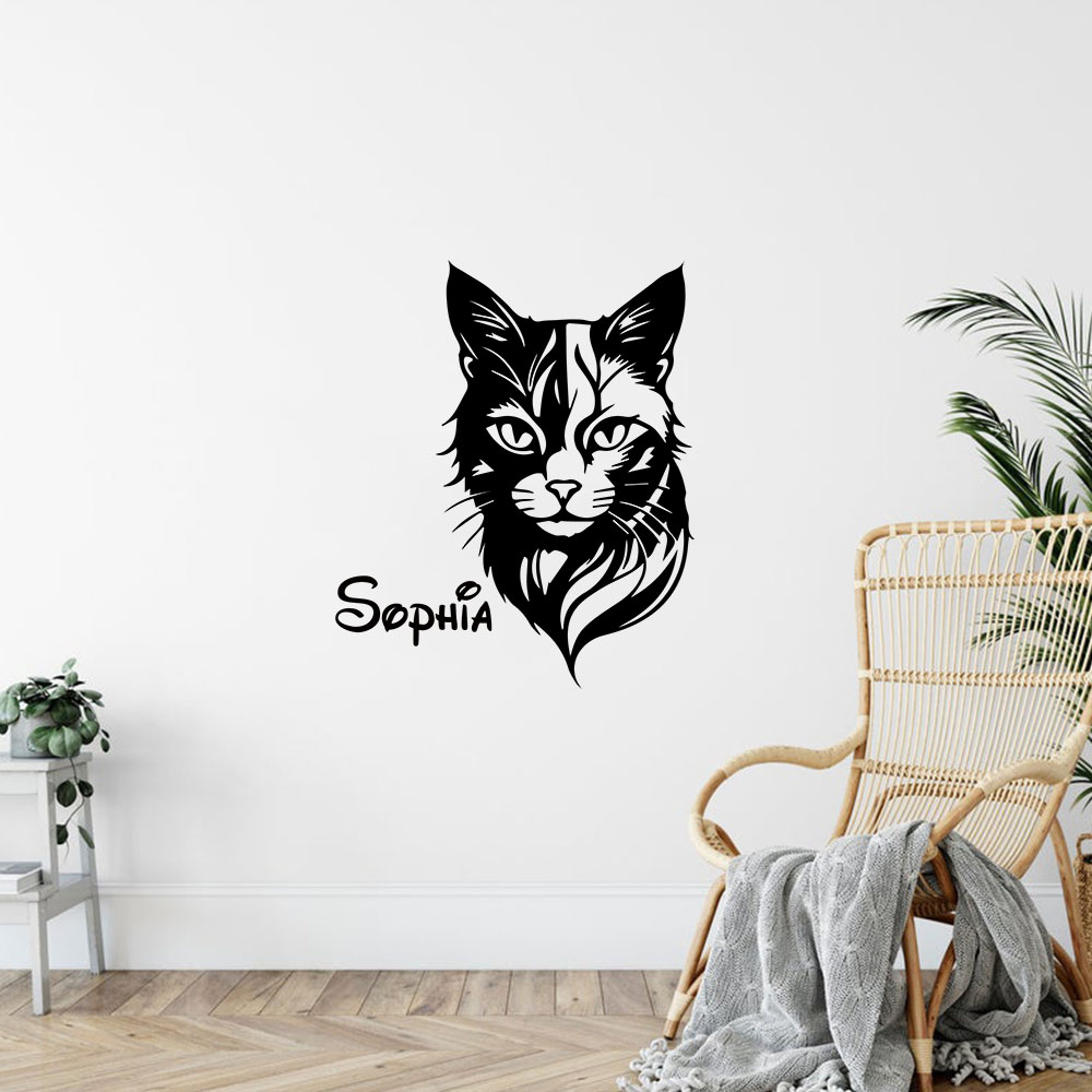 1PC Cute Cat Personalized Name - Home Decor Wall Stickers review and price