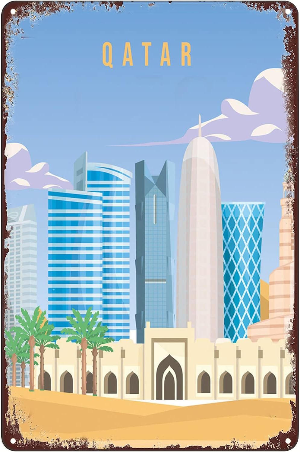 Vintage Metal Tin Sign - Qatar - Home Decor Qatar review and price
