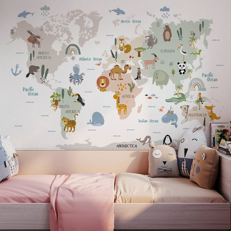 Animal World Map Children's Ro - Home Decor Wall Stickers review and price