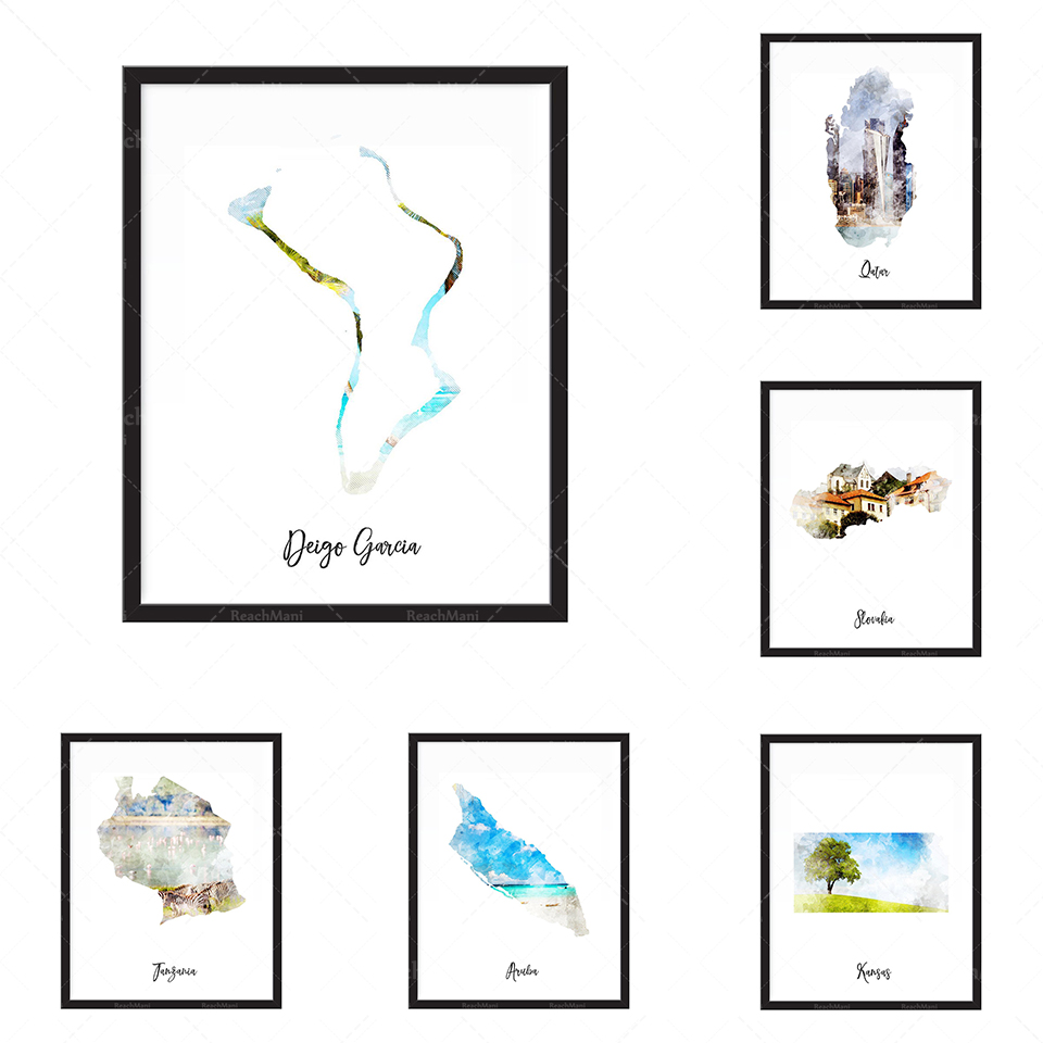 Impression de carte aquarelle  - Home Decor Qatar review and price
