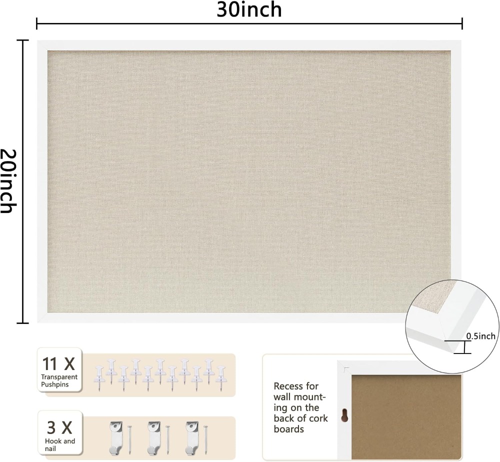 Cork Board 30x20 Inches Linen  - Home Decor Vision Board review and price