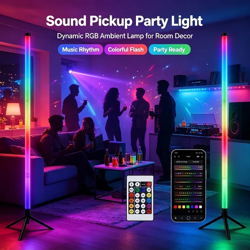 2PCS 120CM RGB Floor Lamp, Sou - Home Decor Lamp review and price