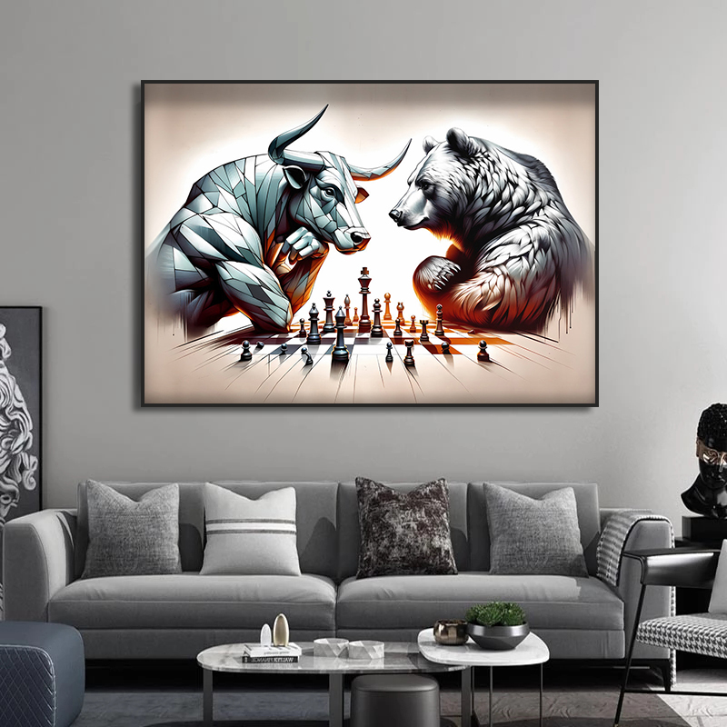 Bull and Bear Play Chess Wall  - Home Decor Exchange review and price